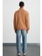 Radıant Erkek %100 Organik Pamuk Nakış Detaylı Yarım Fermuarlı Dik Yakalı Kahverengi Sweatshirt 6