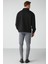 Radıant Erkek %100 Organik Pamuk Nakış Detaylı Yarım Fermuarlı Dik Yakalı Siyah Sweatshirt 6