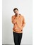 Jorge Erkek Yumuşacık Kapüşonlu Organik Pamuk Kanguru Cepli Regular Turuncu Sweatshirt 6