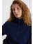 Saılenıs Kadın Yumuşacık Içi Şardonlu Organik Pamuk Yarım Fermuarlı Regular Lacivert Sweatshirt 7