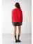VANELTINA Kadın Bisiklet Yaka İçi Polarlı Oversize Fit Basic Kırmızı Sweatshirt 6