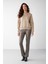 VANELTINA Kadın Bisiklet Yaka İçi Polarlı Oversize Fit Basic Vizon Sweatshirt 4