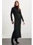 Sapphıre Kadın Boğazlı Uzun Kollu Slim Fit Maxi Siyah Elbise 5