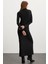 Sapphıre Kadın Boğazlı Uzun Kollu Slim Fit Maxi Siyah Elbise 6