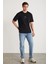 Sheldon Erkek %100 Organik Pamuklu Regular Önü Nakış Işlemeli Arkası Baskı Detaylı Siyah T-shirt 5