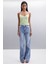 Sheyla Kadın Regular Fit Yüksek Bel Wide Leg Paça Mavi Pantolon 1