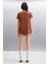 Samantha Kadın Comfort Fit %100 Organik Pamuklu Basic Örme Kahverengi T-shirt 5