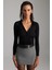 Sayda Kadın Viskon Karışımlı Polo Yaka Slim Fit Siyah Bluz 1