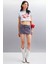 Serene Kadın Kısa Kollu Baskılı Crop Mavi T-Shirt 2