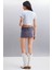 Serene Kadın Kısa Kollu Baskılı Crop Mavi T-Shirt 5