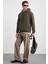 Yokohama Erkek Içi Polarlı Yumuşacık Regular Kanguru Cepli Kapüşonlu Haki Sweatshirt 4
