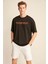 Wesley Erkek Oversize Fit %100 Pamuk Kalın Dokulu Baskılı Siyah T-shirt 1