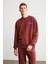 Raırok Erkek İçi Polarlı Comfort Oversize Nakışlı Bordo Sweat 1