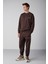 Raırok Erkek Içi Polarlı Comfort Oversize Nakışlı Kahverengi Sweatshirt 2