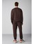 Raırok Erkek Içi Polarlı Comfort Oversize Nakışlı Kahverengi Sweatshirt 3