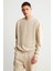 Raırok Erkek İçi Polarlı Comfort Oversize Nakışlı Bej Sweat 1