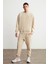 Raırok Erkek İçi Polarlı Comfort Oversize Nakışlı Bej Sweat 3