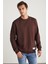 TRAVIS Erkek Organik Kumaşlı Yumuşacık Regular Fit Yuvarlak Yakalı Kahverengi Sweatshirt 3