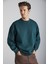 Tokyo Erkek Içi Polarlı Yumuşacık Arka Etiket Detaylı Bisiklet Yaka Oversize Koyu Yeşil Sweatshirt 1