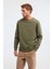Travis Erkek Yumuşacık Kumaşlı Regular Fit Yuvarlak yakalı Haki Sweatshirt 3