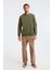 Travis Erkek Yumuşacık Kumaşlı Regular Fit Yuvarlak yakalı Haki Sweatshirt 5