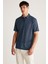 Toby Erkek Polo Keten Görünümlü Tiril Tiril Kumaşlı Lacivert Polo Yaka T-Shirt 2