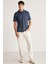 Toby Erkek Polo Keten Görünümlü Tiril Tiril Kumaşlı Lacivert Polo Yaka T-Shirt 5