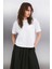 Tulıp Kadın Gümüş Varak Baskılı Bisiklet Yaka Relaxed %100 Organik Pamuklu Beyaz T-shirt 3