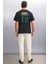 TRENTON Erkek %100 Pamuk Bisiklet Yaka Baskılı Siyah T-Shirt 6