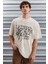 Trae Erkek Regular Fit %100 Pamuk Baskılı Ters Dikim Bej T-shirt 3