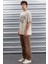 Trae Erkek Regular Fit %100 Pamuk Baskılı Ters Dikim Bej T-shirt 5