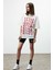 Maybe Kadın Yazı Kalıp Baskılı Oversize Fit %100 Organik Pamuklu Bisiklet Yaka Beyaz T-shirt 5