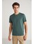 MICHEL Erkek Slim Fit Dar Kesim %100 Organik Pamuklu Basic Örme Yeşil T-Shirt 1