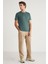 MICHEL Erkek Slim Fit Dar Kesim %100 Organik Pamuklu Basic Örme Yeşil T-Shirt 4