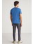 MICHEL Erkek Slim Fit Dar Kesim %100 Organik Pamuklu Basic Örme Mavi T-Shirt 7