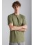 MICHEL Erkek Slim Fit Dar Kesim Organik Pamuklu Basic Örme Haki T-Shirt 1