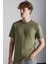 MICHEL Erkek Slim Fit Dar Kesim Organik Pamuklu Basic Örme Haki T-Shirt 3