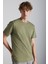 MICHEL Erkek Slim Fit Dar Kesim Organik Pamuklu Basic Örme Haki T-Shirt 5