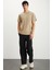 MICHEL Erkek Slim Fit Dar Kesim %100 Organik Pamuklu Basic Örme Vizon T-Shirt 5