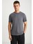 MICHEL Erkek Slim Fit Dar Kesim %100 Organik Pamuklu Basic Örme Koyu Gri T-Shirt 1