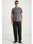 MICHEL Erkek Slim Fit Dar Kesim %100 Organik Pamuklu Basic Örme Koyu Gri T-Shirt 3