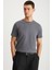 MICHEL Erkek Slim Fit Dar Kesim %100 Organik Pamuklu Basic Örme Koyu Gri T-Shirt 5