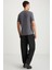 MICHEL Erkek Slim Fit Dar Kesim %100 Organik Pamuklu Basic Örme Koyu Gri T-Shirt 6