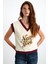 Crına Kadın %100 Organik Pamuk Kolsuz V Yaka Ekru T-shirt 1