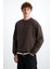 Danko Erkek %100 Pamuk Bisiklet Yaka 3 Iplik Kahverengi Sweatshirt 1