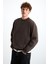 Danko Erkek %100 Pamuk Bisiklet Yaka 3 Iplik Kahverengi Sweatshirt 5