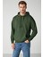 Steve Erkek Yumusaçık Kumaşlı Kordonlu Oversize Kapüşonlu Kanguru Cepli Koyu Yeşil Sweatshirt 2