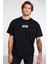Inventıon Erkek %100 Organik Pamuklu Kalın Dokulu Baskı Detaylı Oversize Siyah T-shirt 3