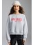 Daleska Kadın Organik Pamuklu Yumuşacık Önü Kesikli Baskılı Yuvarlak Yaka Grimelanj Sweatshirt 3