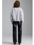 Daleska Kadın Organik Pamuklu Yumuşacık Önü Kesikli Baskılı Yuvarlak Yaka Grimelanj Sweatshirt 6